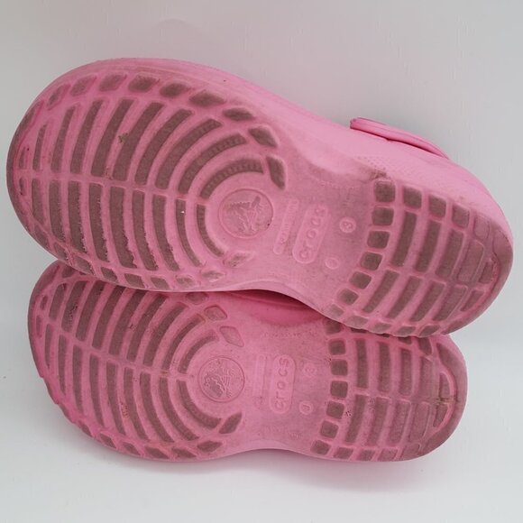 Crocs Classic Pink Slip On Fur Lined Clogs Junior 3 Girls 9 Inches Long - Picture 6 of 11